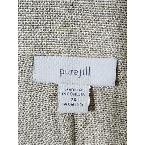J.Jill Pure Jill Plus Size 2X Unstructured Blazer Open Front Beige Pockets - Picture 9 of 9